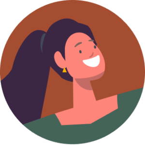 Shoulders-up caricature of Cindy C. from Pinecreek, a happy Chaney Landscaping customer.